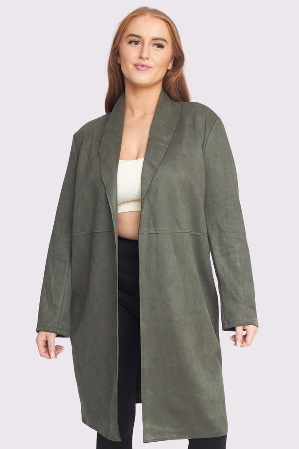 Plain Open Front Longline Blazer Cardigan