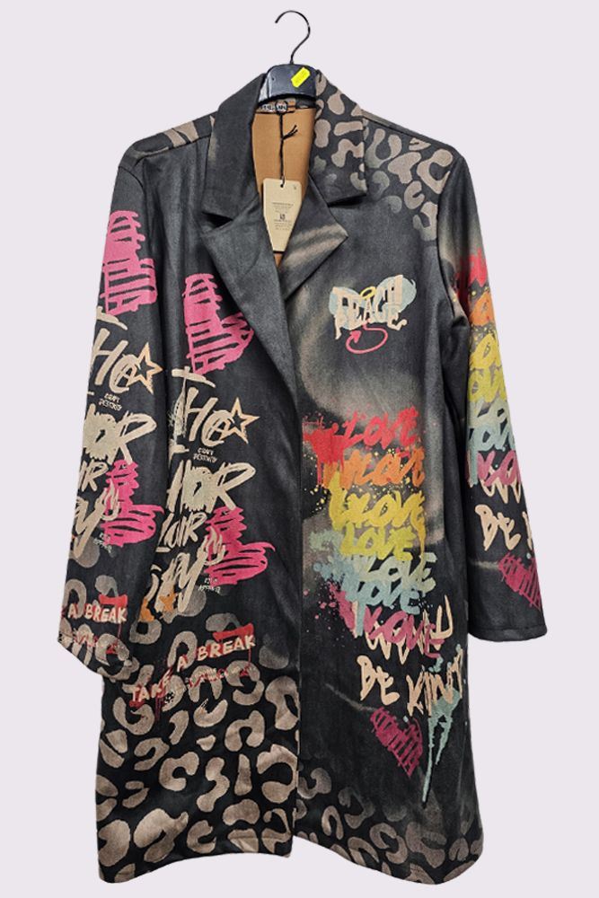 Multi Pattern Oversized Long Coat