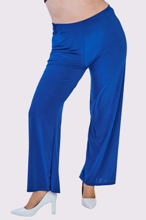 Plain Elasticated Waistband Wide Leg Trousers