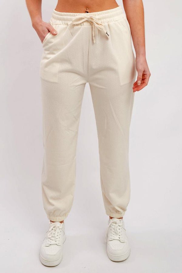 Plain Knit Elastic cuffs Hem Trousers