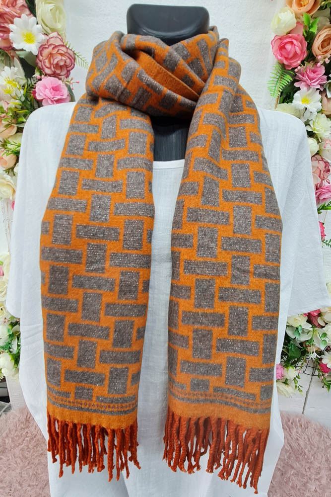 Geometric Print Soft Feel Tassel Scarves