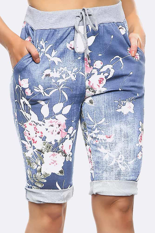 Floral Printed 3/4 Drawstring Trouser