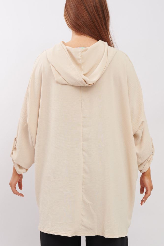 Plain Dipped Hem Viscose Hoody