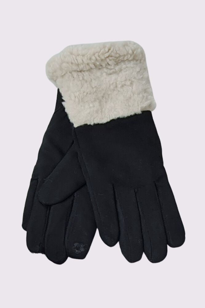 Suede Soft Faux Fur Cuff Gloves