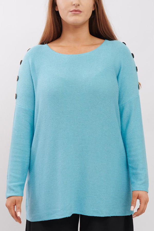 Plain Shoulder Button Details Top