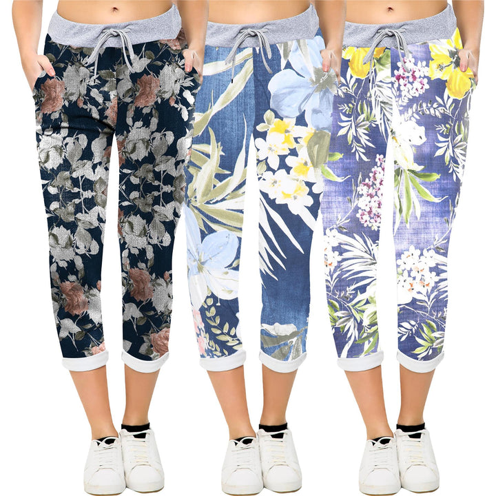 Tropical Floral Print Drawstring Trouser