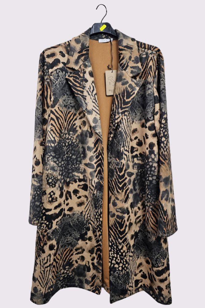 Multi Pattern Oversized Long Coat