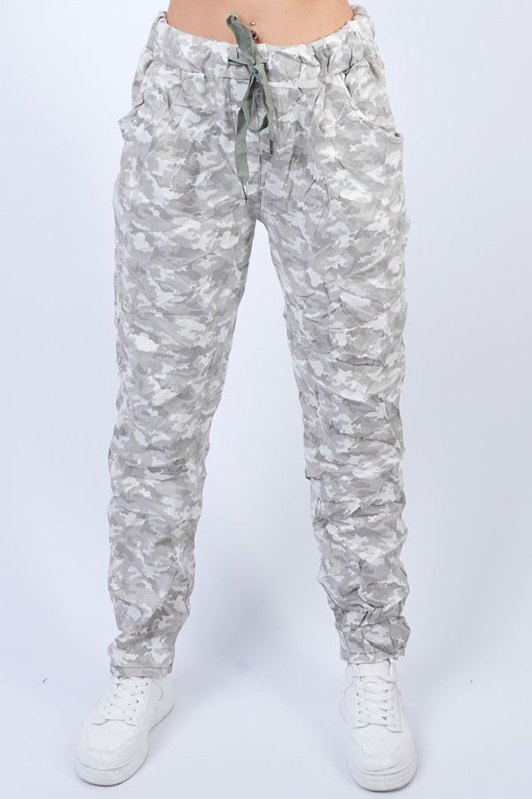 Camouflage Print Pockets Magic Pants