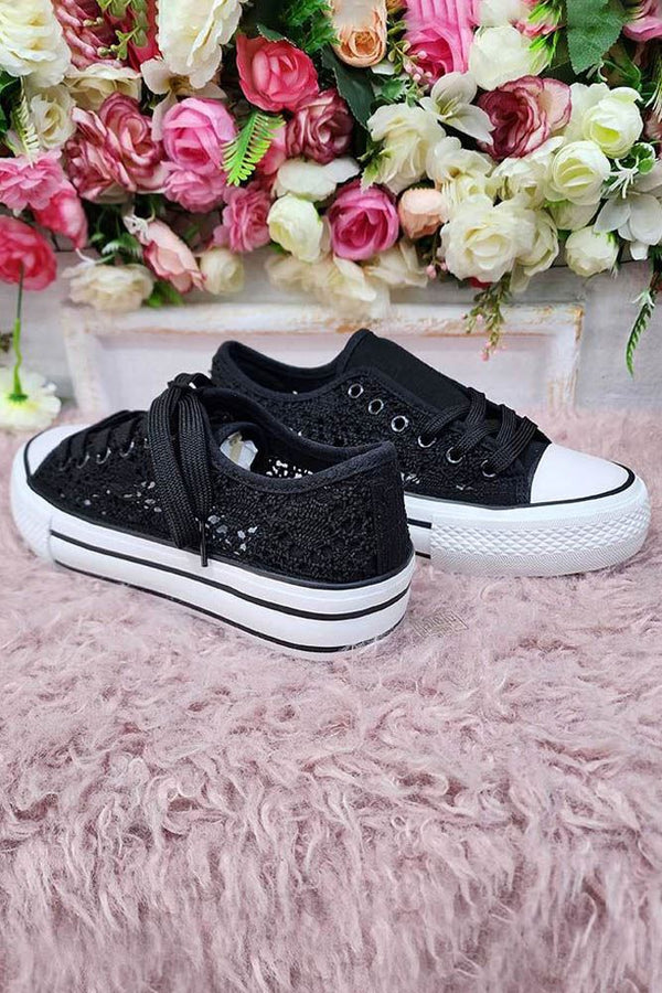 Crochet Pattern Lace Up Platform Sneakers