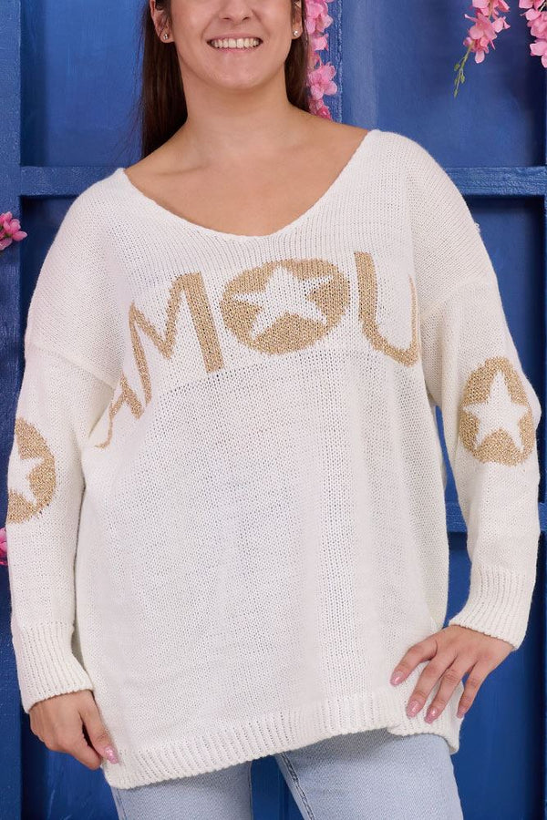 AMOUR Pattern Star Acrylic Jumper