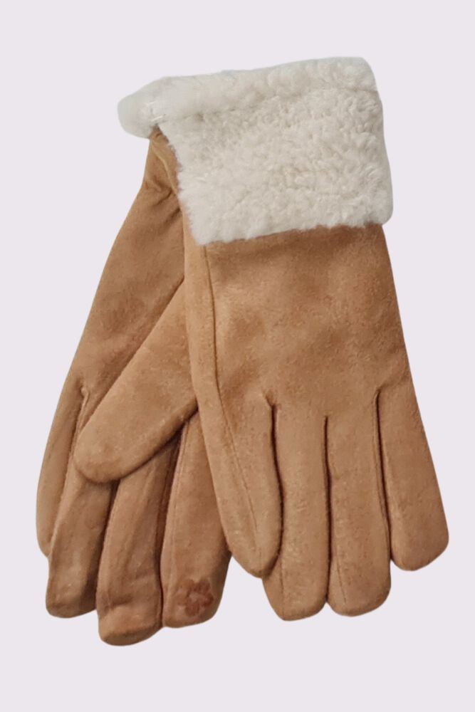 Suede Soft Faux Fur Cuff Gloves