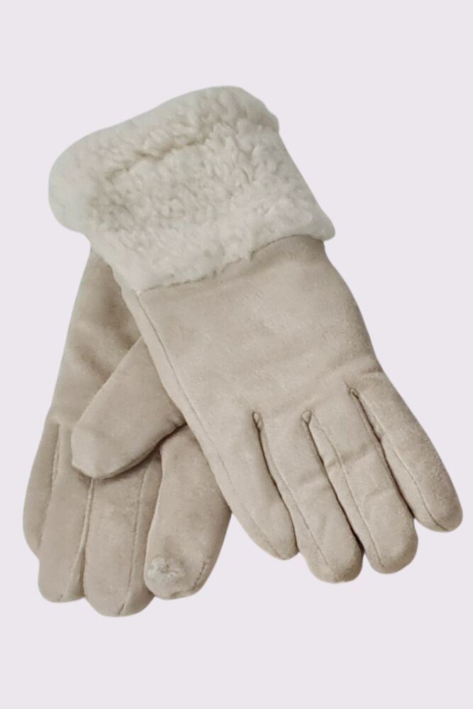 Suede Soft Faux Fur Cuff Gloves