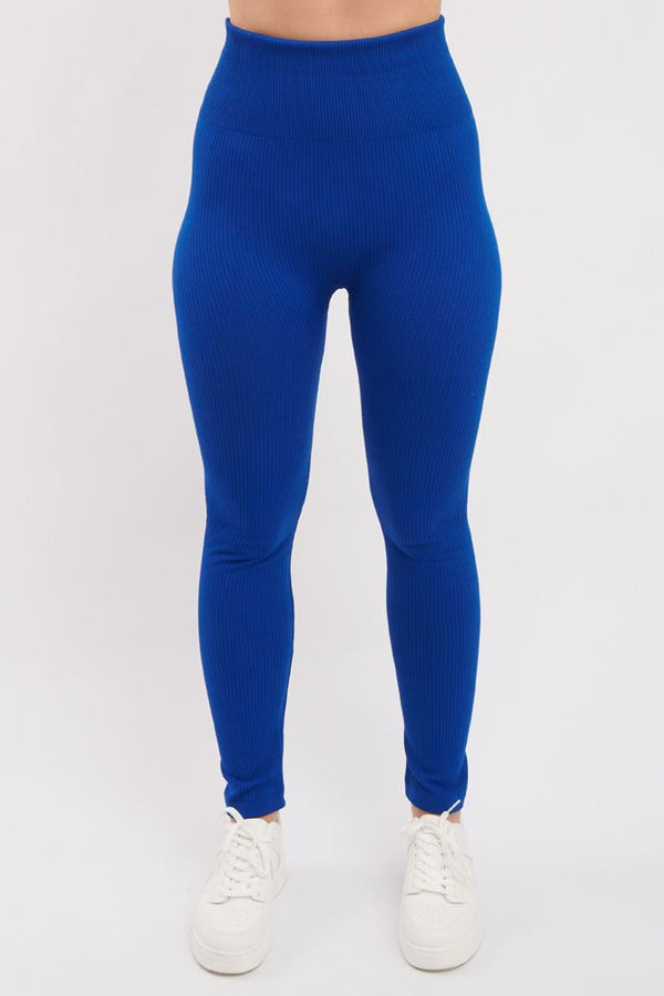 Plain Ribbed Elasticated Waistband Legging