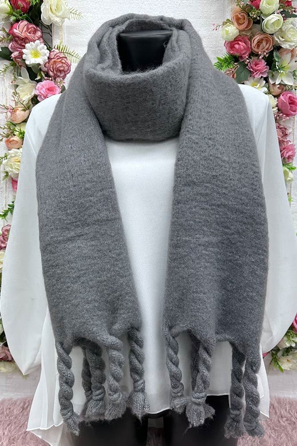 Plain Soft Braids Tassel Scarves