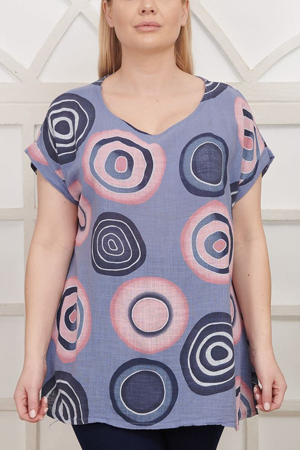 Circle Swirl Top Tunic Cotton Top