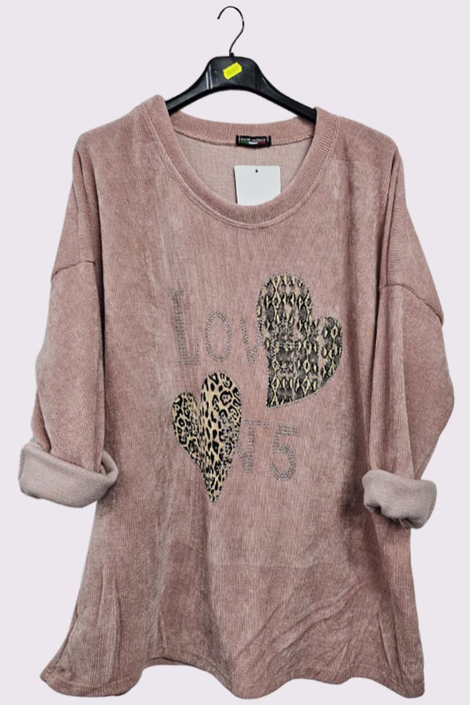 Corduroy Love N5 Diamante Detail Oversized Top