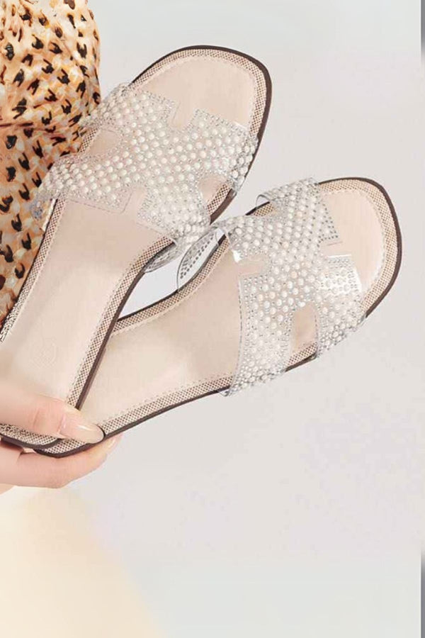 Transparent Rhinestone Embellished Slider