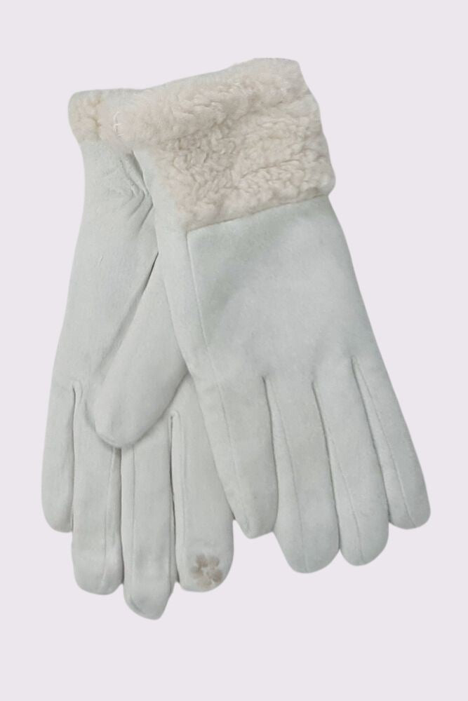 Suede Soft Faux Fur Cuff Gloves