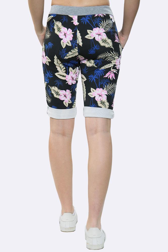 Leaf Print 3/4 Drawstring Trouser