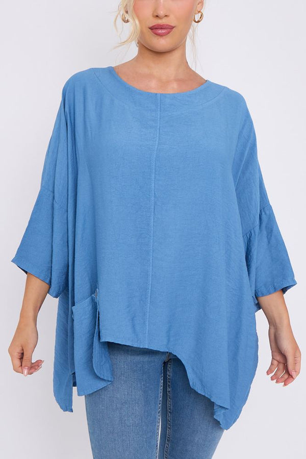 Asymmetric Pocket Hem Top