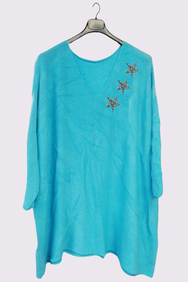 Sequin Star Pattern Soft Feel Top