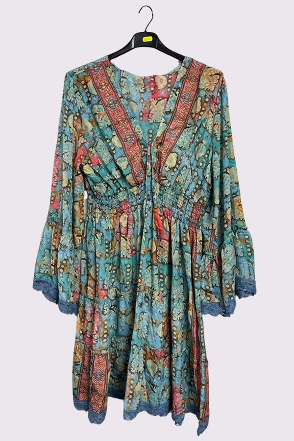 Abstract Print Bohemian Midi Style Dress