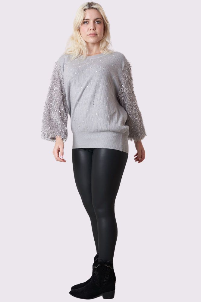 Diamante Fur Soft Knit Top