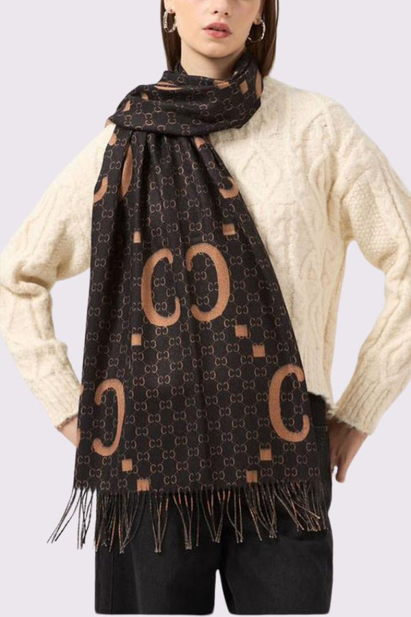 Geometric Print Soft Feel Tassel Scarves