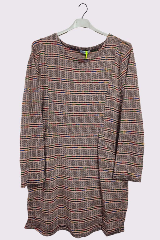 Multicoloured Stripes Front Pockets Top