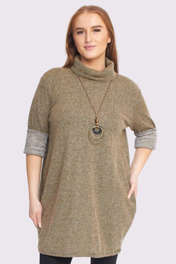 Coloured Knit Stitch Pattern Oversized Tunic Necklace Top