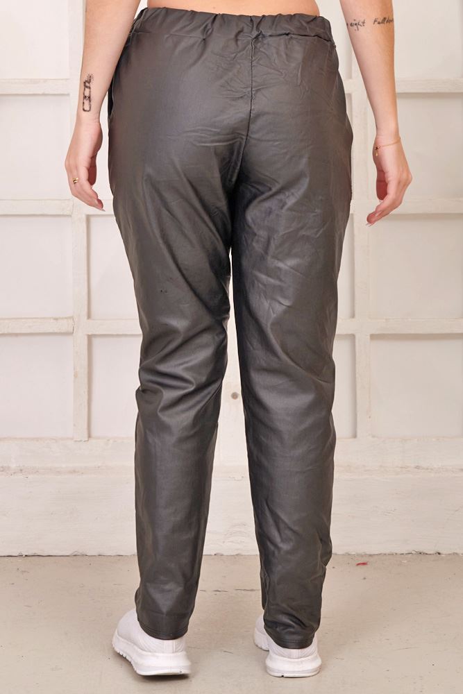 Plain Wet Look Pocket Viscose Legging