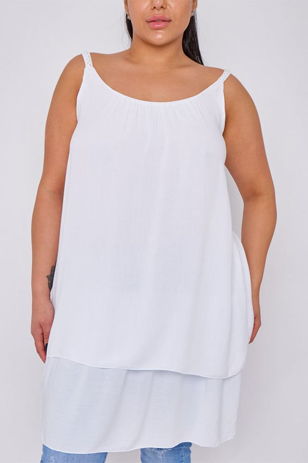 Plain Ruffle Layered Hem Top