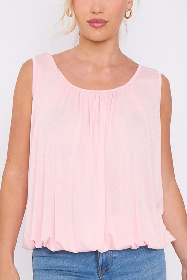 Plain Pleated Elasticated Hem Top