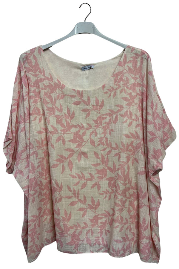 Leaf Print Tunic Cotton Top