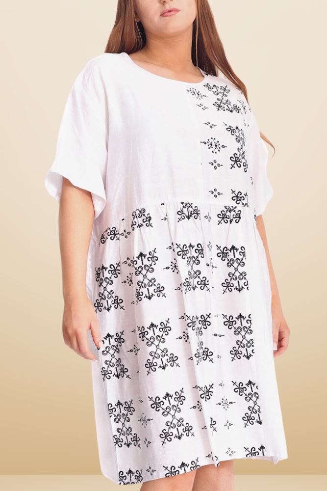 Textured Print Tiered Dress