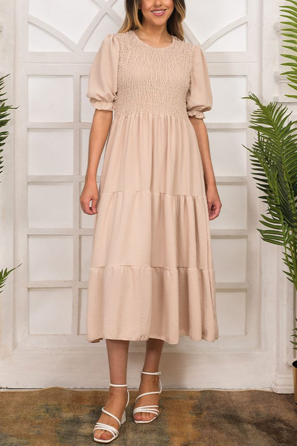 Plain Tiered Dress Dress