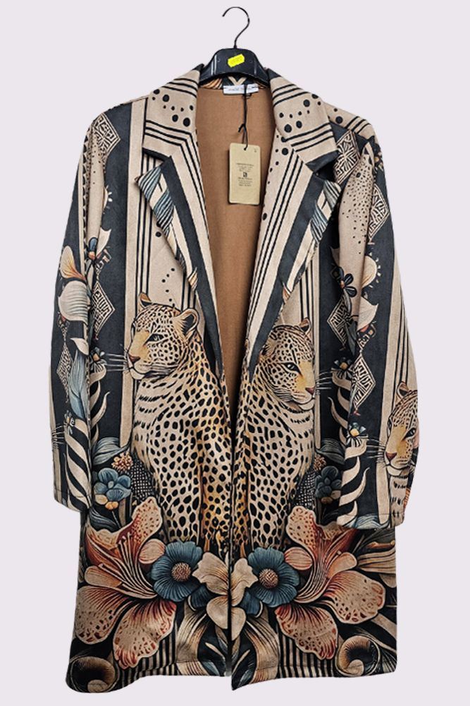 Multi Pattern Oversized Long Coat