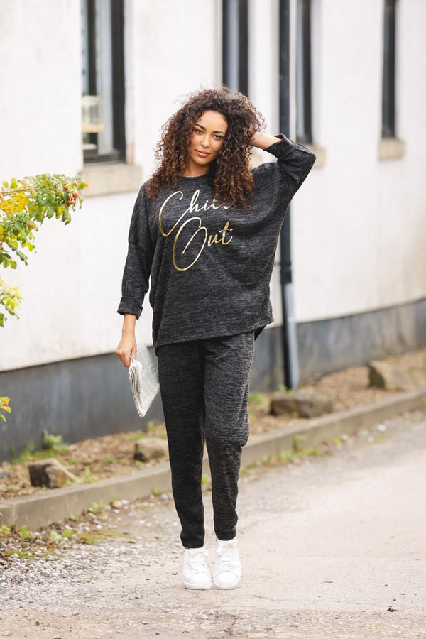 Italian Gold Foil Print Chill Out Logo Loungewear Set