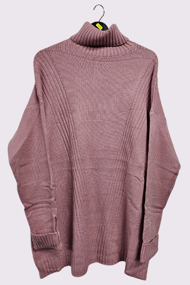 Ribbed Stripe Pattern Long Sleeve Tunic Jumper