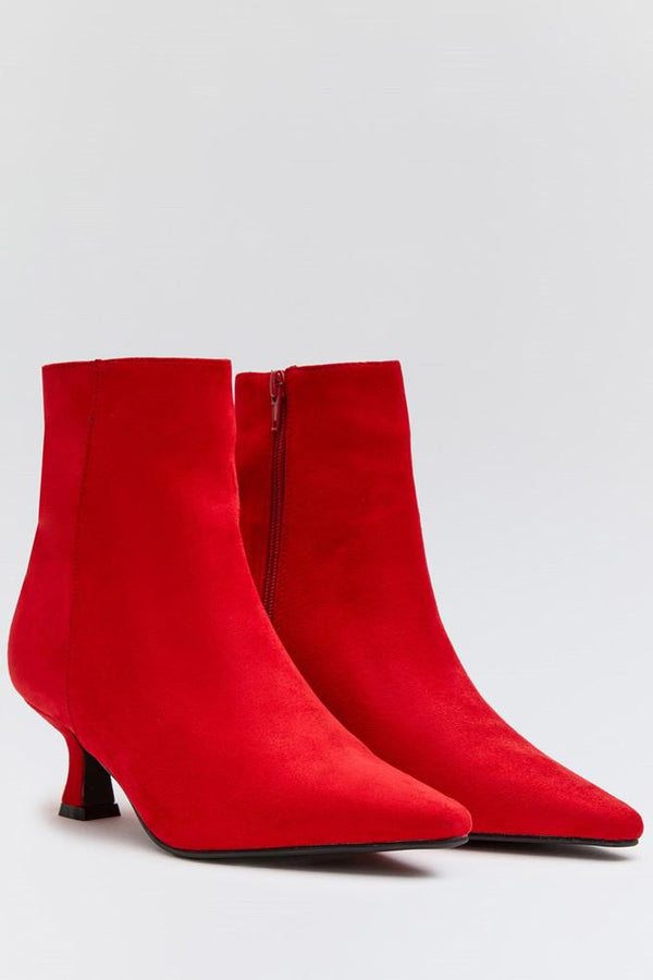 Suede Zipped Ankle Heel Boot