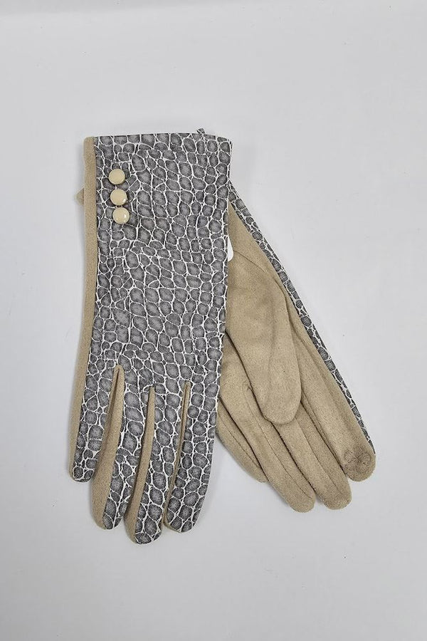 Leopard Print Button Detail Hem Gloves