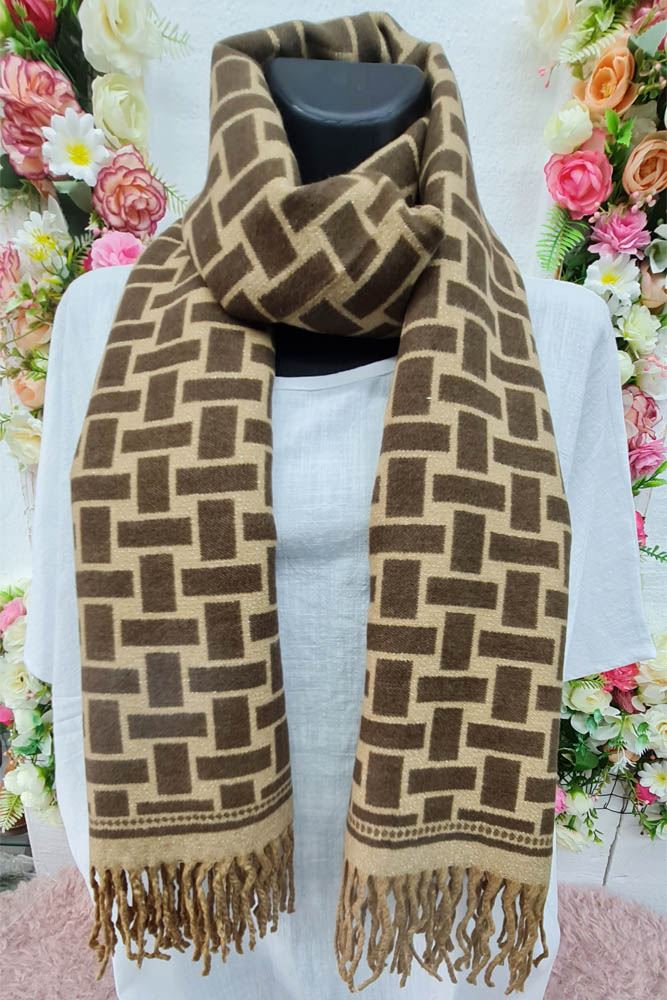 Geometric Print Soft Feel Tassel Scarves