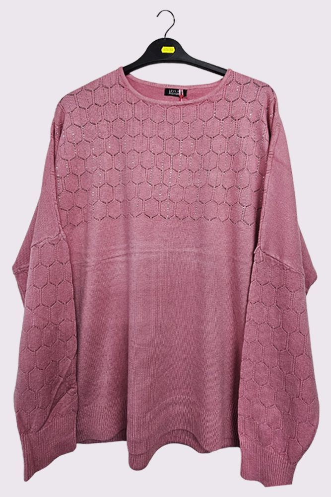 Diamante Cutwork Pattern Soft Knit Top