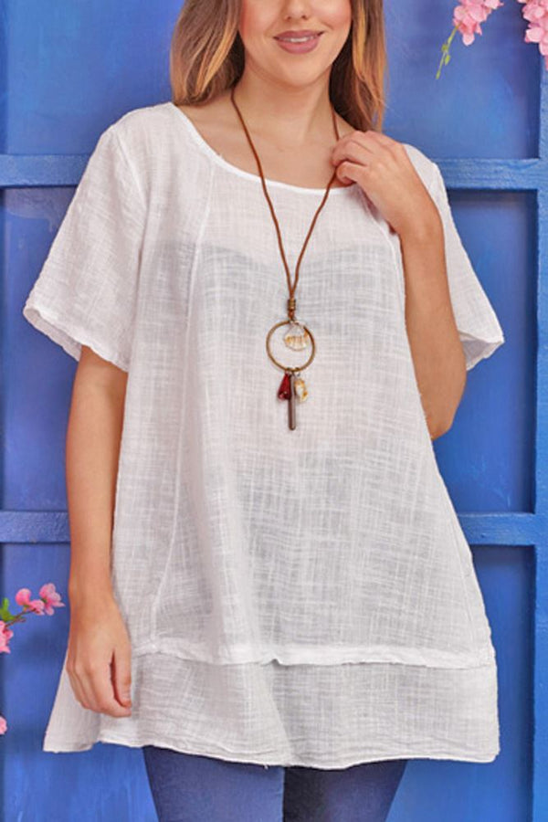 Plain Necklace Cotton Top