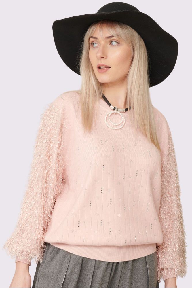 Diamante Fur Soft Knit Top