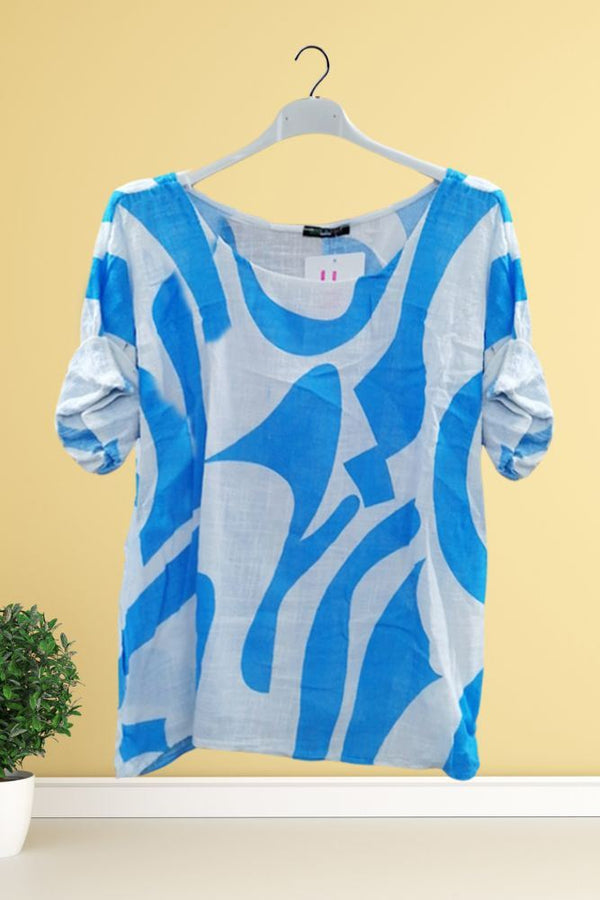 Abstract Print Cotton Top