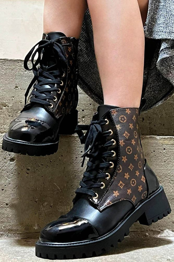 Lace Up Contract Ankle High Boot