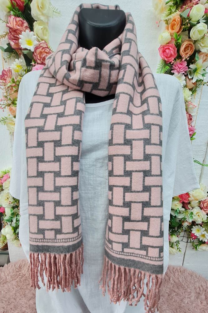 Geometric Print Soft Feel Tassel Scarves