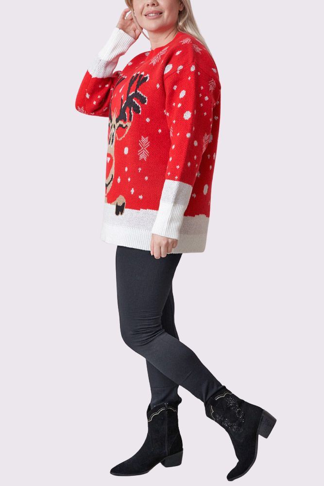 Womens Smiling Rudolph XMAS Jumper