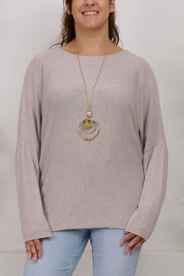 Plain Necklace Viscose Top